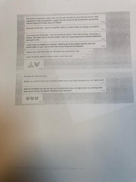 چت های سعید ملایی با فدراسیون جهانی