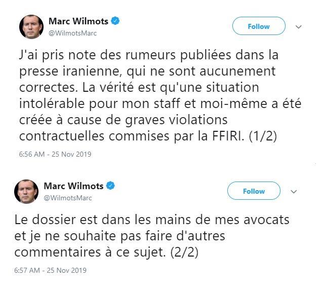 ویلموتس سکوت خود را شکست: فدراسیون فوتبال به تعهداتش عمل نکرد ویلموتس سکوت خود را شکست: فدراسیون فوتبال به تعهداتش عمل نکرد