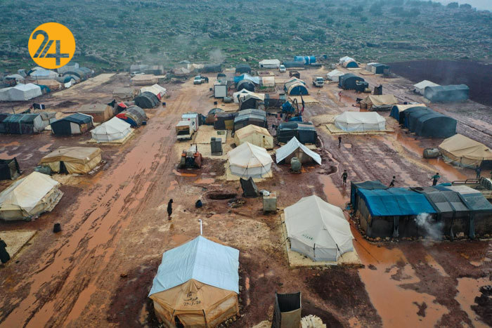 سیل در کمپ آوارگان سوری در ادلب