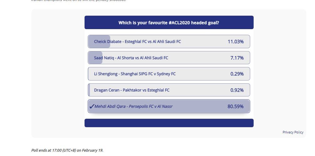 گل مهدی عبدی بهترین گل ضربه سر لیگ قهرمانان آسیا