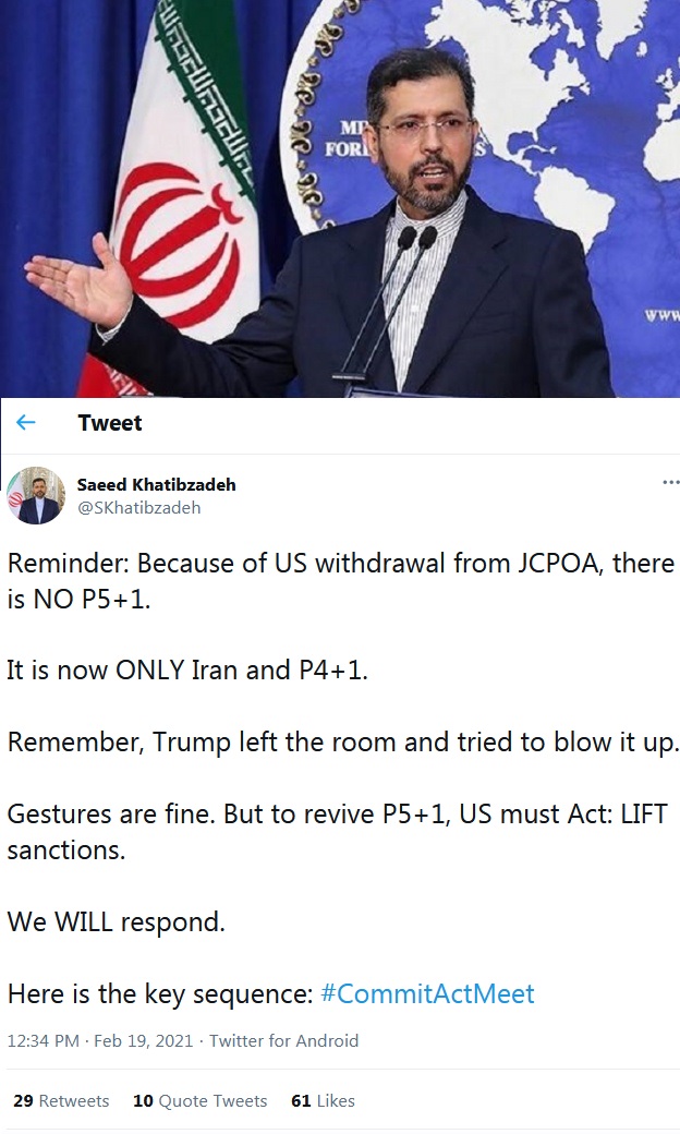 سخنگوی وزارت خارجه: به دلیل خروج آمریکا از برجام، ۵+۱ وجود ندارد