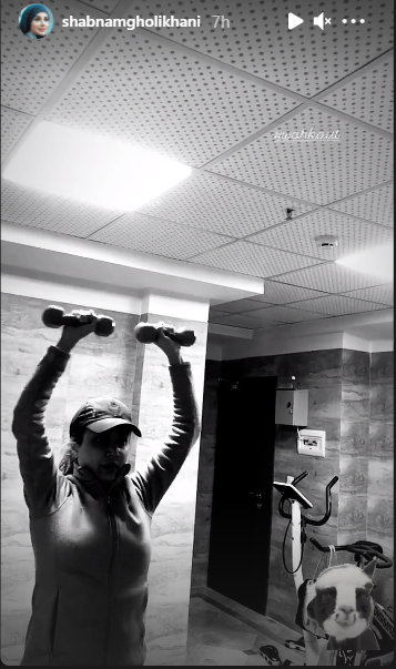 شبنم قلی خانی در سالن بدنسازی 