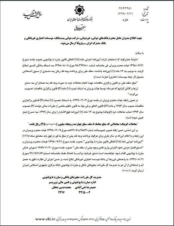 سقف پرداخت پول نقد به مشتریان بانک‌ها اعلام شد