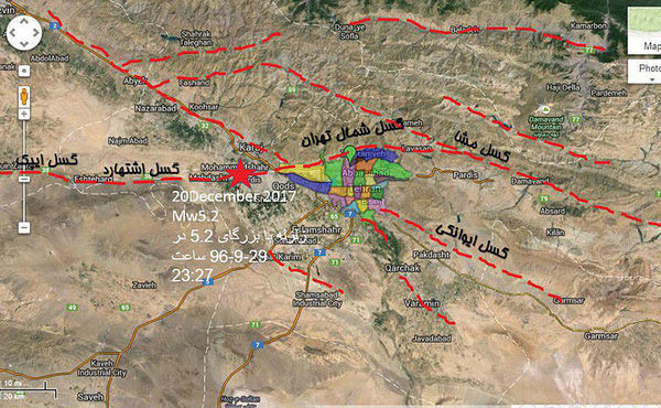 تلاقی خطوط گاز با گسل‌ های تهران