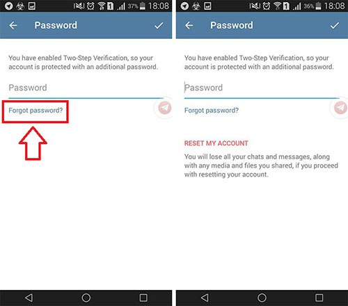 بازیابی تایید دو مرحله ای تلگرام