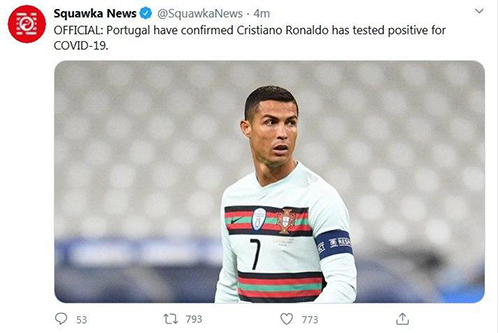 کریستیانو رونالدو به کرونا مبتلا شد