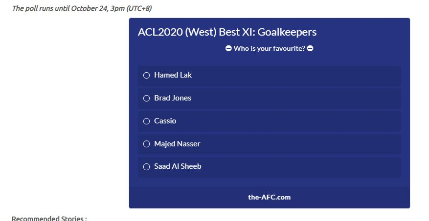  بهترین گلر لیگ قهرمانان آسیا 