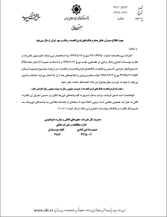 سقف وام‌های قرض‌الحسنه