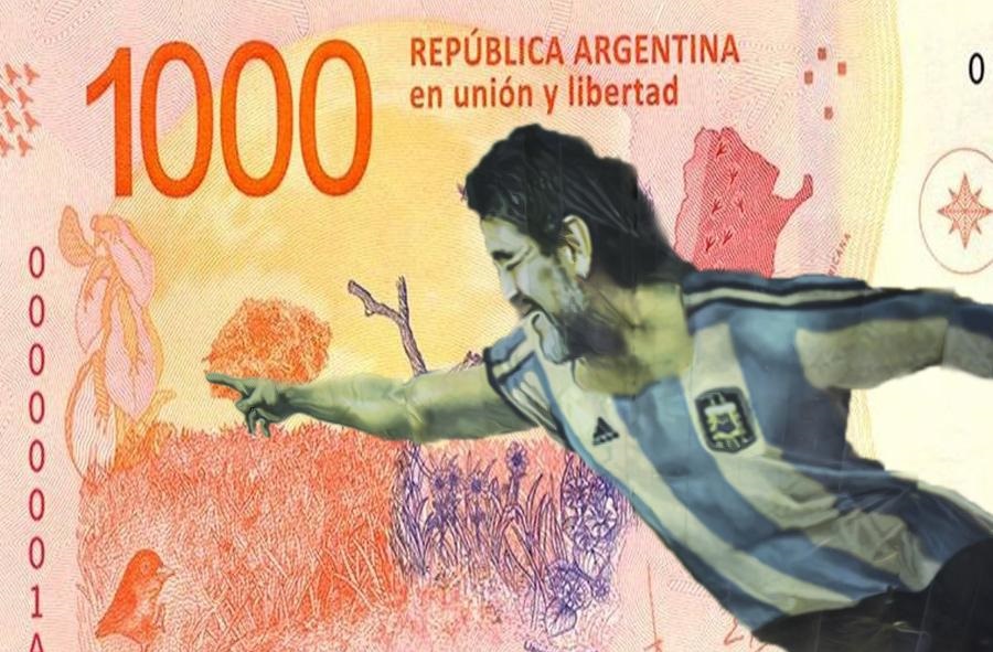 تصویر دیگو مارادونا روی پول ملی آرژانتین 