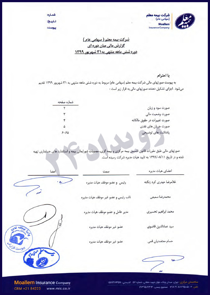 وضعیت مالی بیمه معلم