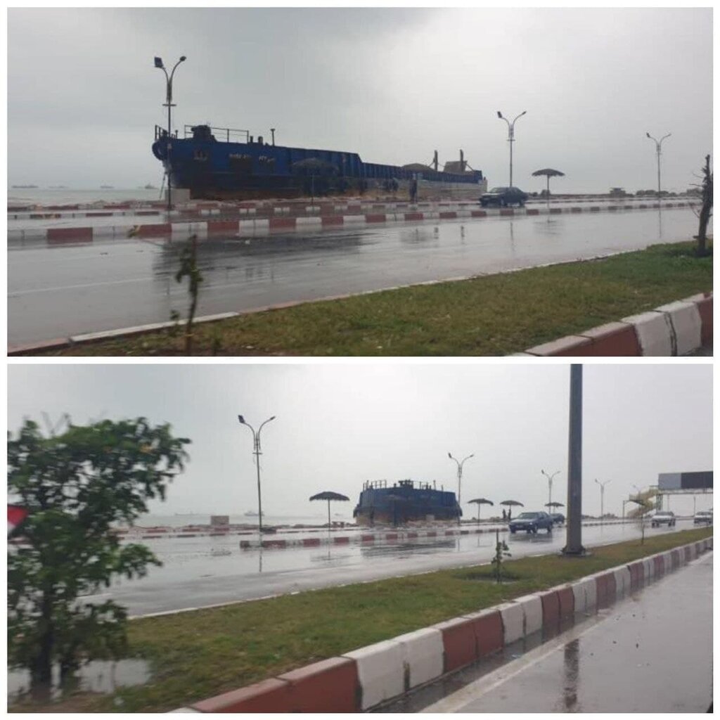 تصاویر ورود عجیب کشتی به وسط شهر بندرعباس!