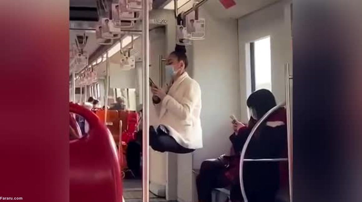 آویزان شدن یک زن با موهایش در مترو! + فیلم