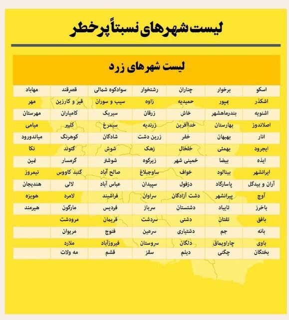 اعلام اسامی شهرهای پرخطر کرونایی/ کدام شهرها وضعیت عادی دارند؟