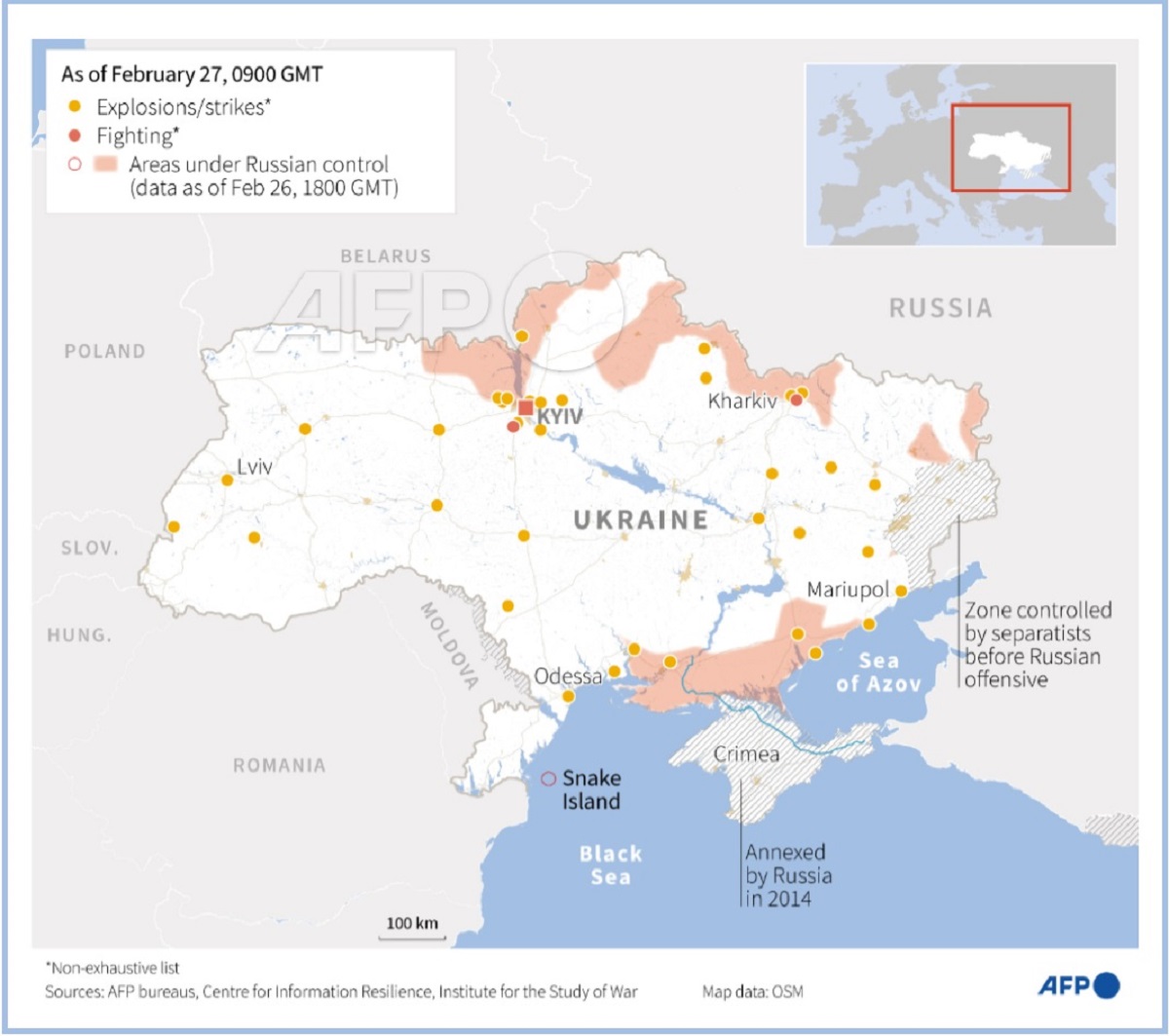 نقشه جنگ روسیه و اوکراین