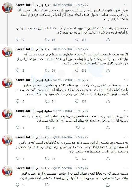 طرح سبد غذایی خانوار جلیلی