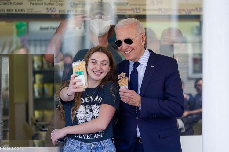 توقف جو بایدن برای خوردن بستنی +فیلم