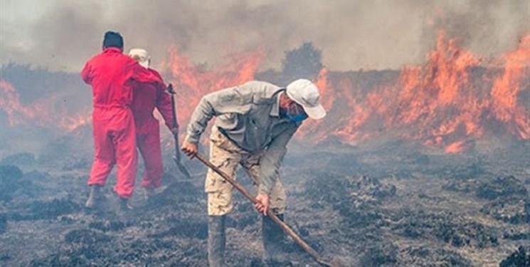بیش از ۱۰۰ هکتار از اراضی میانکاله در ۴ روز گذشته در آتش سوخت/ آماده باش یگان حفاظت