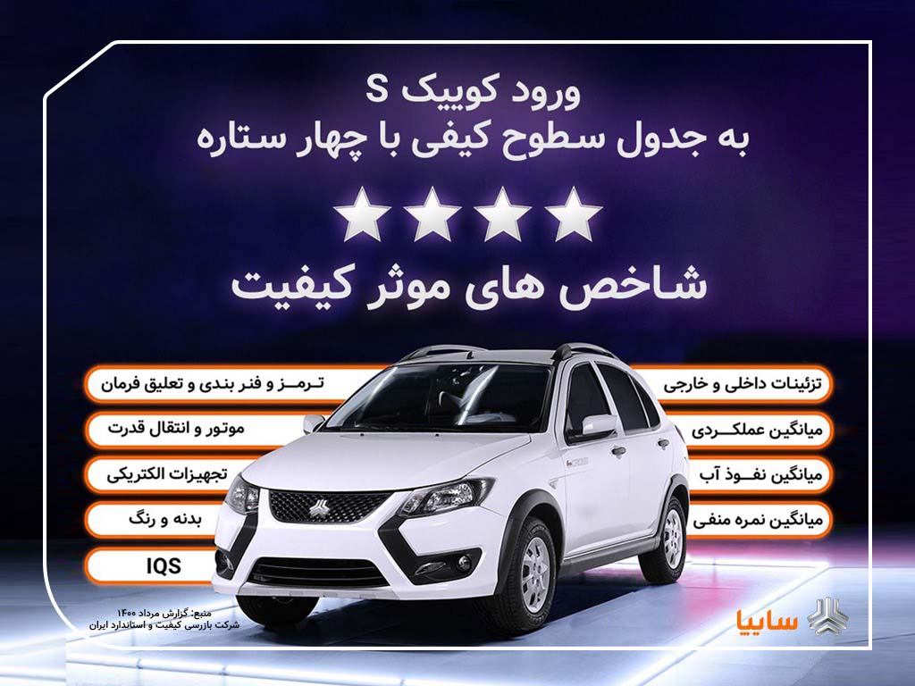 کوییک. اس با چهارستاره وارد جدول کیفی خودرو‌های داخلی شد