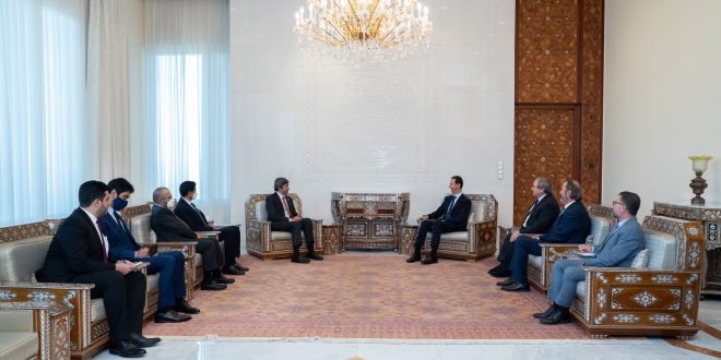 اولین سفر وزیر خارجه امارات به سوریه و دیدار با بشار اسد +تصاویر