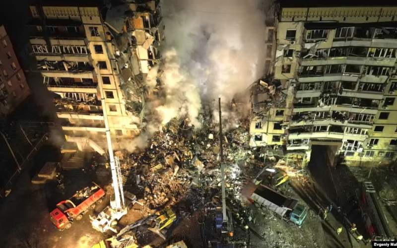 حمله وحشتناک روسیه به ساختمان ۹ طبقه در اوکراین +فیلم