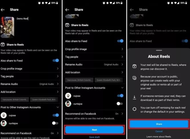 نحوه ساخت Reels  اینستاگرام