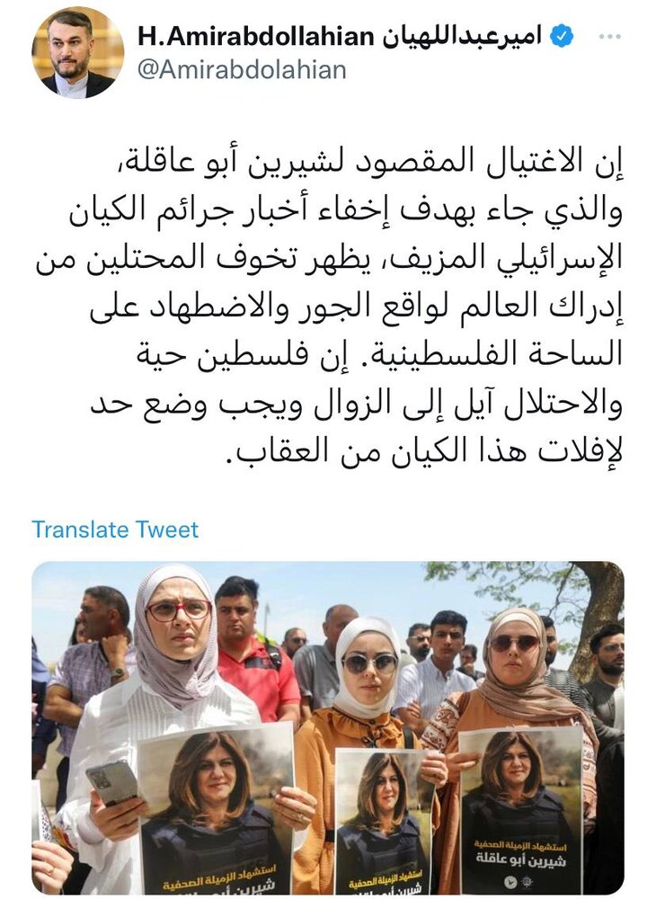 وزیر امورخارجه: بی‌کیفری رژیم‌صهیونیستی باید پایان یابد