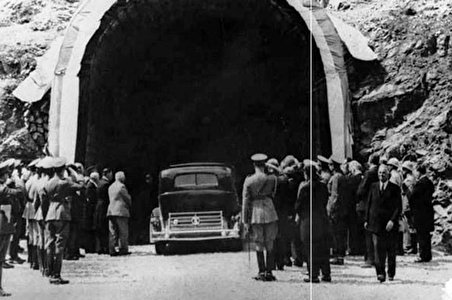 افتتاح تونل کندوان توسط رضاشاه پهلوی
