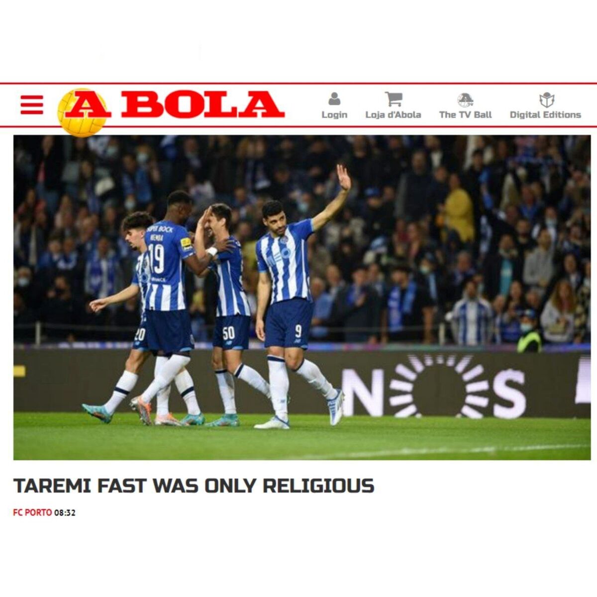 واکنش به روزه‌داری طارمی در رسانه‌های پرتغال