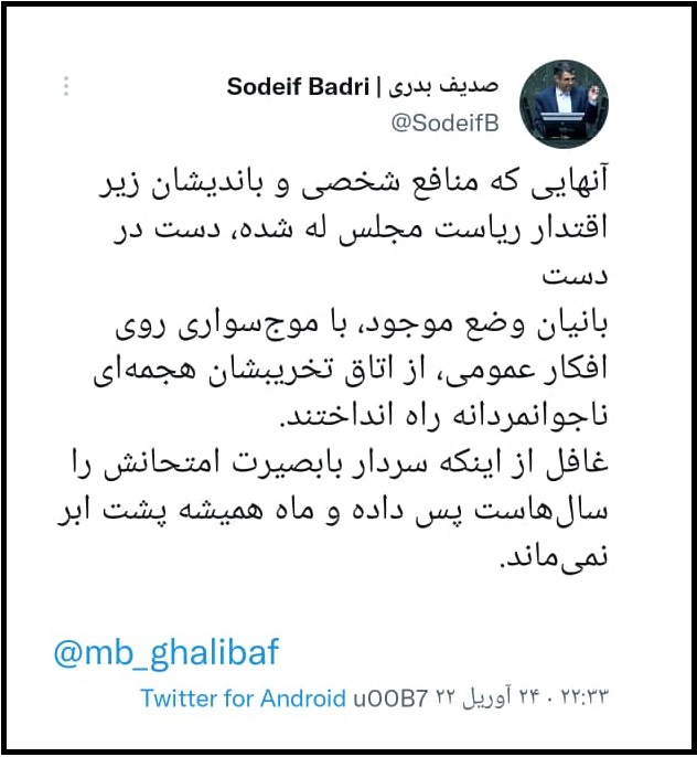 صدیف بدری نماینده مجلس