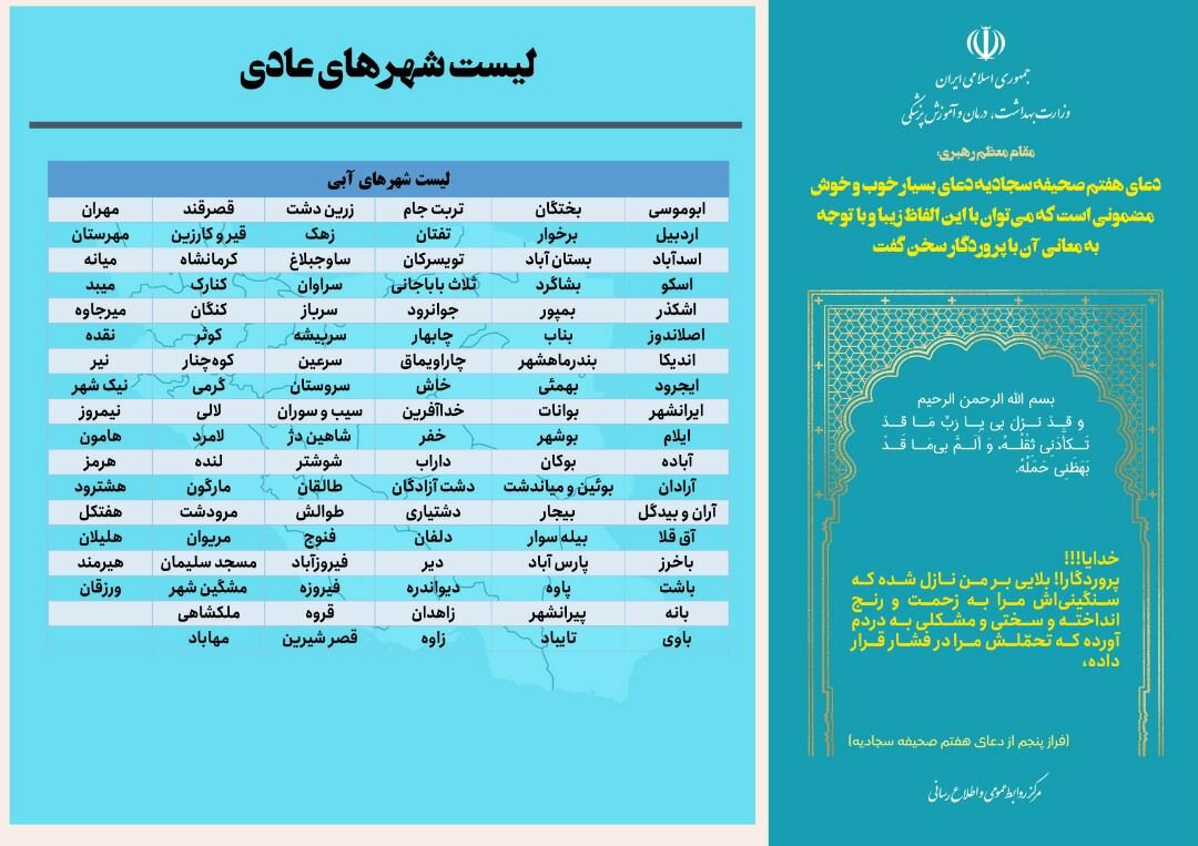 کاهش شهرهای آبی رنگ/ ۱۴۳ شهر در وضعیت قرمز و نارنجی
