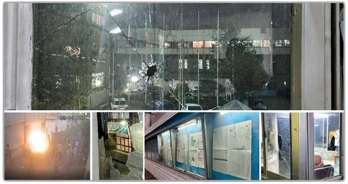 تخریب بخش ورودی روزنامه کیهان توسط معترضان +تصاویر