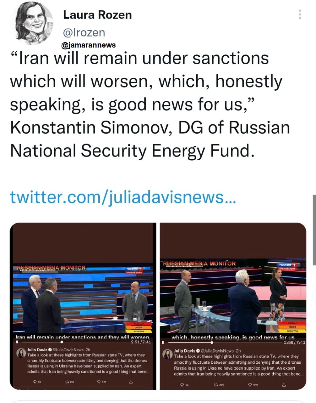 رضایت مقام ارشد روس از تداوم تحریم ایران؛ به نفع ما است!