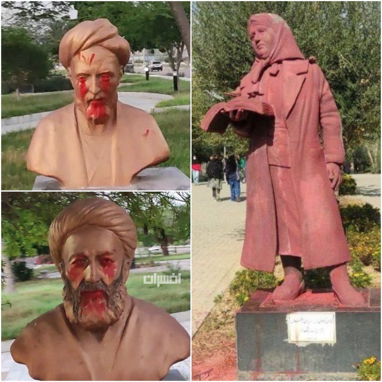 تخریب تندیس سه شاعر مشهور
