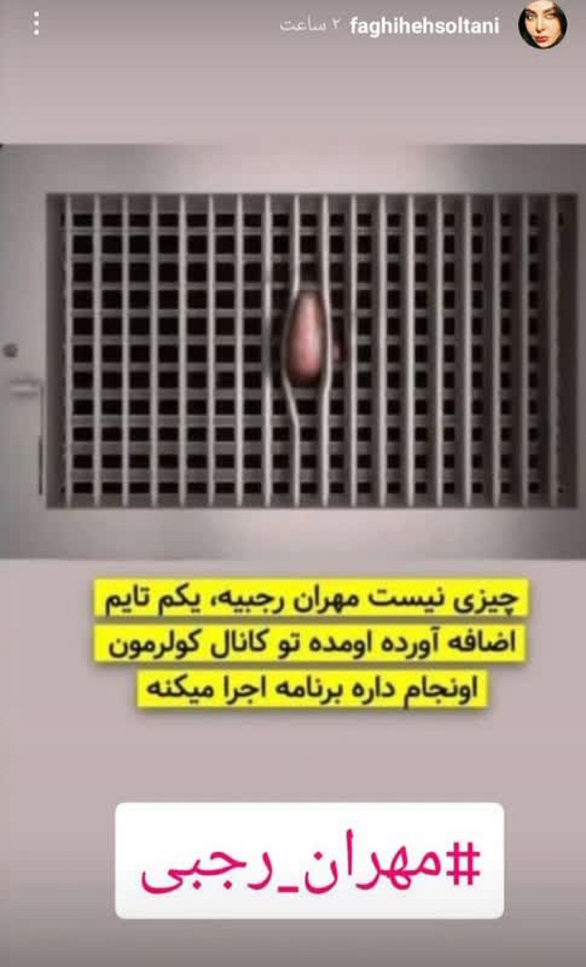 تصویر جنجالی فقیهه سلطانی از دماغ مهران رجبی!