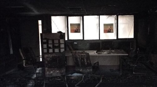 دفتر بسیج دانشجویی دانشگاه شریف در آتش سوخت +عکس