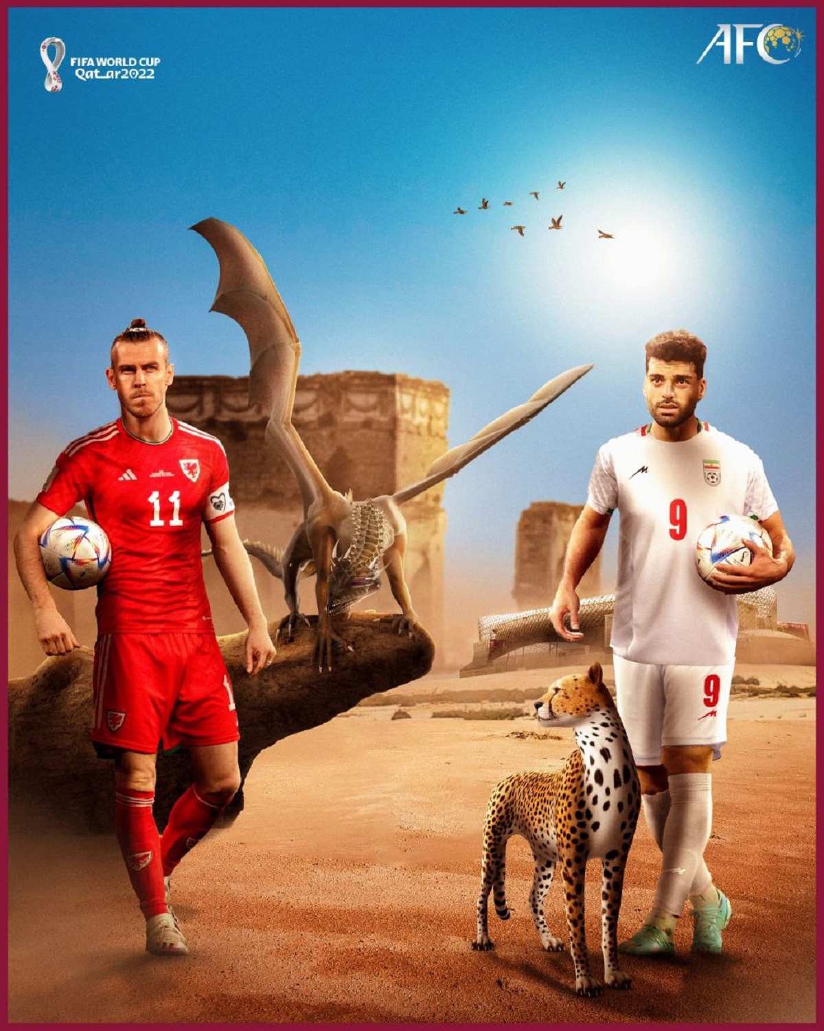 پوستر رسمی AFC برای تقابل امروز تیم ملی ولز و ایران