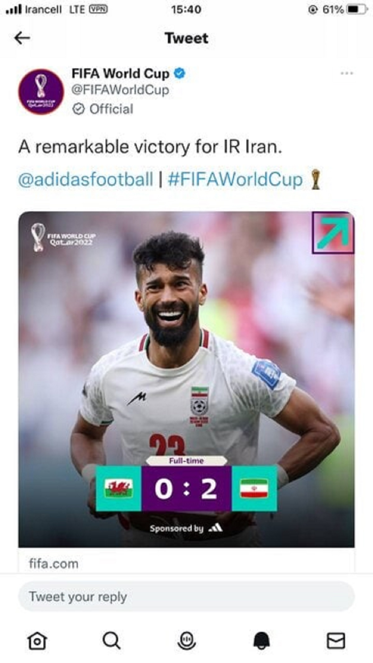 واکنش فیفا به برد تیم‌ملی مقابل ولز/ یک برد عالی!