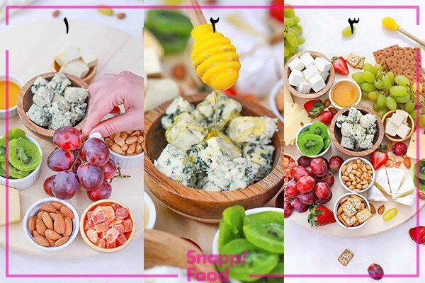 سینی میوه آجیل و پنیر