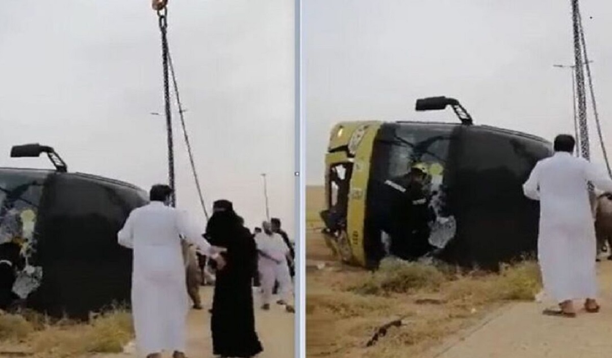 فیلم حادثه مرگبار برای اتوبوس دانشجویان دختر در عربستان فیلم حادثه مرگبار برای اتوبوس دانشجویان دختر در عربستان