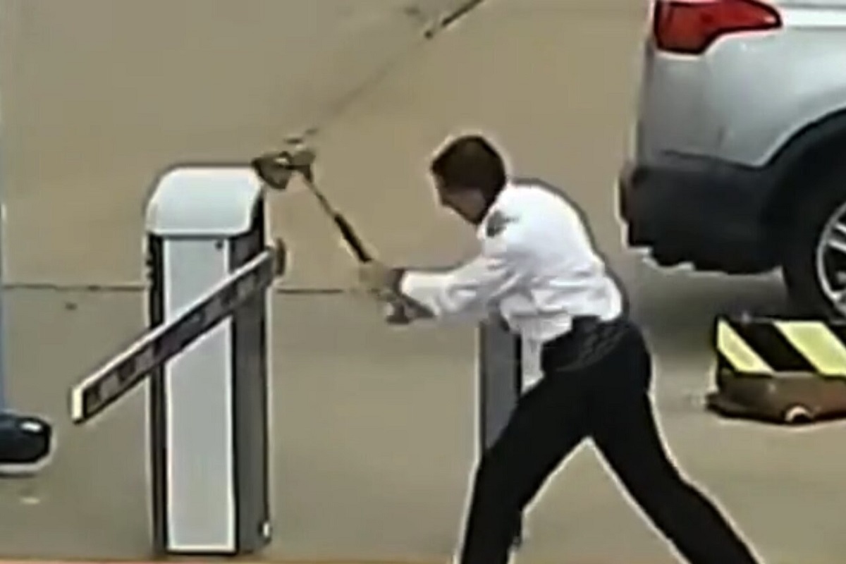 حمله جنونآمیز خلبان به گیت پارکینگ با تبر! حمله جنونآمیز خلبان به گیت پارکینگ با تبر!