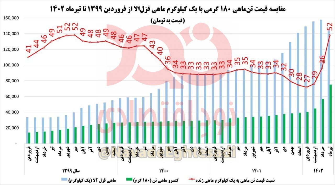 افزایش ۸۷ درصدی قیمت تنماهی در دو ماه اخیر افزایش ۸۷ درصدی قیمت تنماهی در دو ماه اخیر