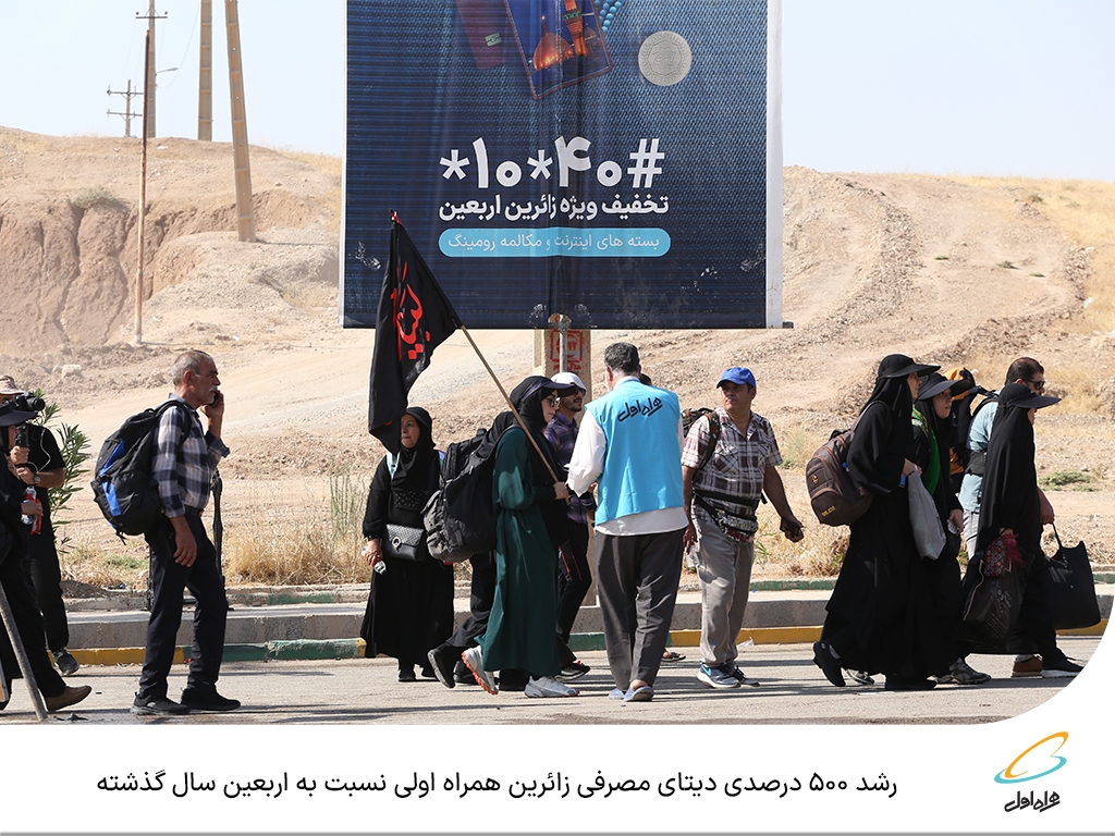 رشد ۵۰۰ درصدی دیتای مصرفی زائرین همراه اولی نسبت به اربعین سال گذشته رشد ۵۰۰ درصدی دیتای مصرفی زائرین همراه اولی نسبت به اربعین سال گذشته