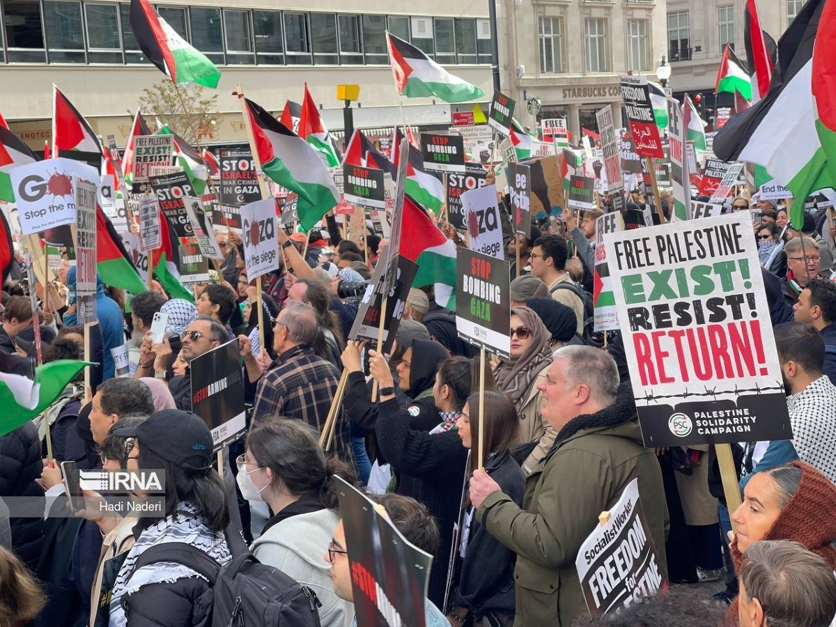 تجمع در حمایت از فلسطین و غزه مقابل ساختمان BBC