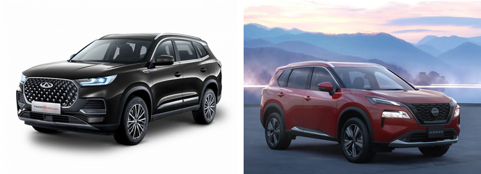 مقایسه نیسان ایکس تریل وارداتی و تیگو ۸ پرو مکس مقایسه نیسان ایکس تریل وارداتی و تیگو ۸ پرو مکس