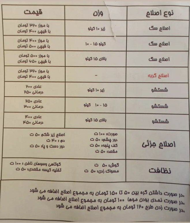 قیمتهای عجیب اصلاح موی سگ قیمتهای عجیب اصلاح موی سگ