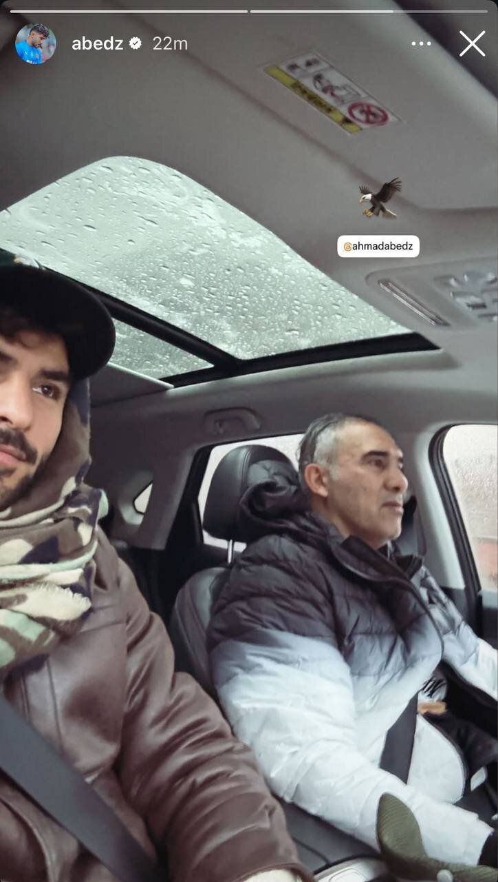 عکس| سلفی امیر عابدزاده با عقاب آسیا