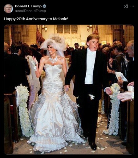 توییت ترامپ برای سالگرد ازدواجش با ملانیا توییت ترامپ برای سالگرد ازدواجش با ملانیا