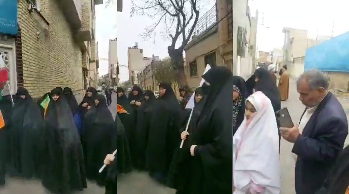 ببینید| شعاردهی بانوان حامی قانون حجاب مقابل بیت آیت‌الله جوادی آملی