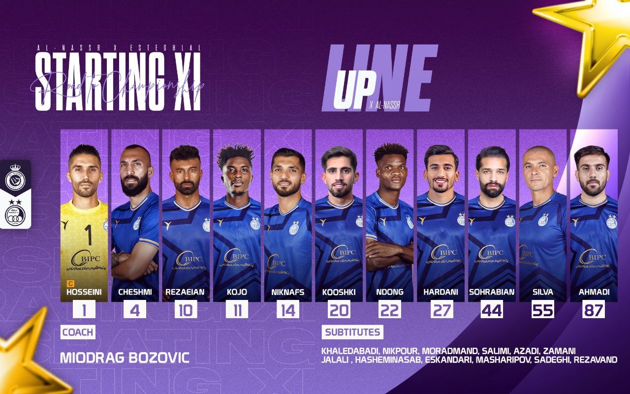 ترکیب تیم استقلال مقابل النصر عربستان