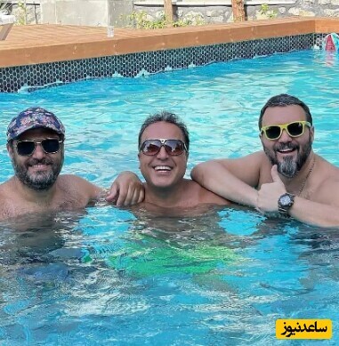 دورهمی بازیگران در استخر خانه سام درخشانی + عکس